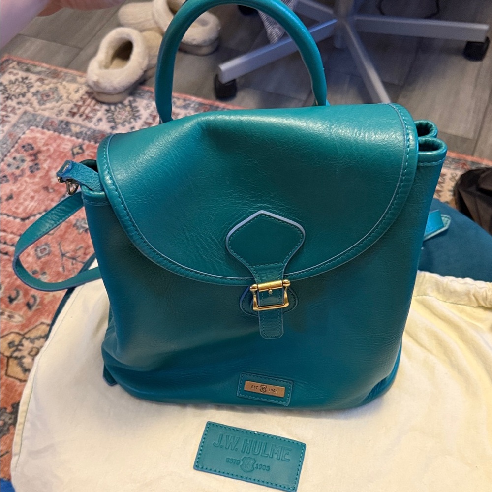 J.W. Hulme Teal Leather Backpack